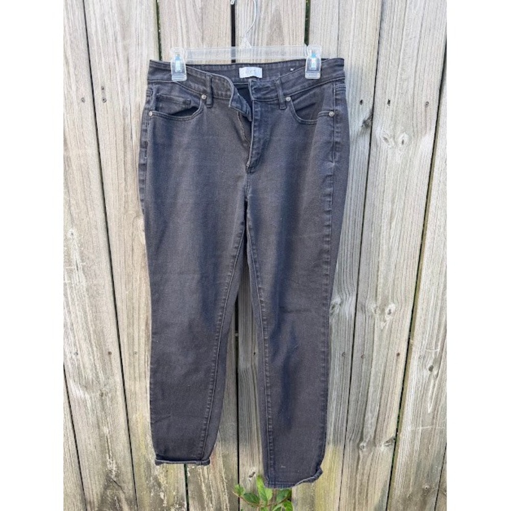 Casual Minimalist Loft Outlet Curvy Skinny Jeans 10 Black Faded Denim Stretch
